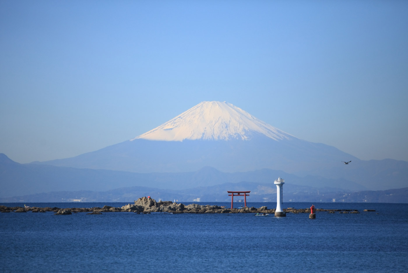 鳥居 灯台 富士山